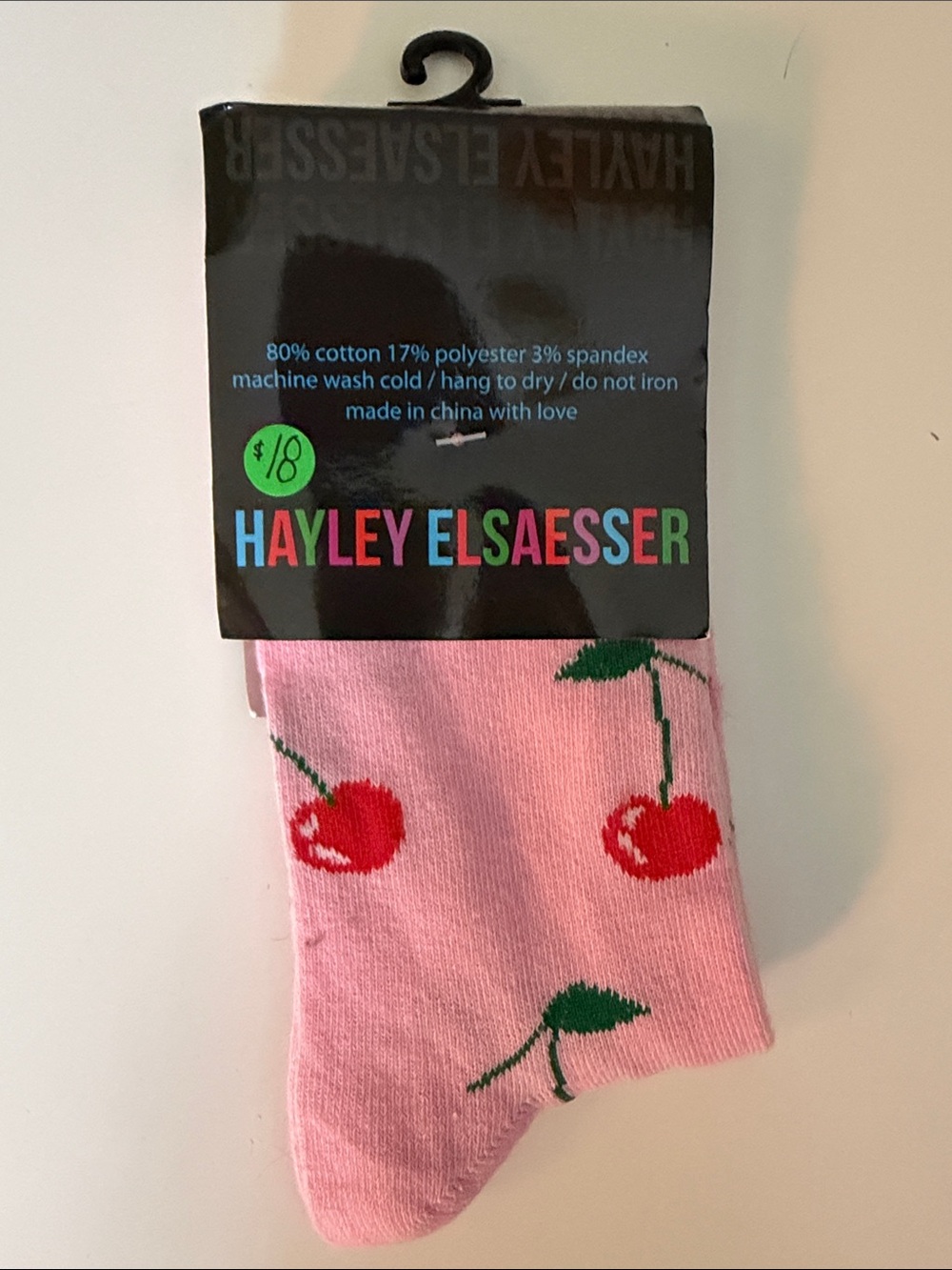 Women’s Pink Cherry Pattern Socks